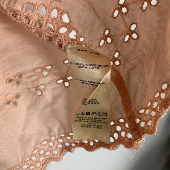 Vanessa Virginia Anthropologie Women's 0 Pink Eyelet Sleeveless Tank Top Blouse - Picture 5 of 6